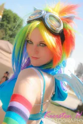 Size: 640x960 | Tagged: artist:electrokittenz, cosplay, derpibooru import, goggles, human, indy pride festival, irl, irl human, photo, rainbow dash, safe, solo