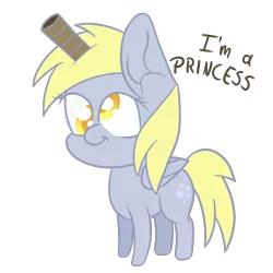 Size: 2362x2362 | Tagged: safe, artist:topas-art, derpibooru import, derpy hooves, alicorn, pony, alicornified, cute, derpabetes, derpicorn, fake horn, princess derpy, race swap, solo, toilet paper roll, toilet paper roll horn