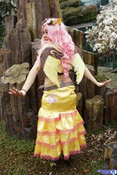 Size: 1379x2048 | Tagged: 2014, artist:ani-mia, clothes, cosplay, derpibooru import, emerald city comicon, fluttershy, goggles, human, irl, irl human, photo, safe, skirt, solo, steampunk, tattoo