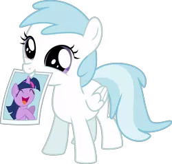 Size: 3000x2851 | Tagged: adorkable, artist:ruinedomega, cottonbetes, cotton cloudy, cute, derpibooru import, dork, filly, grin, mouth hold, picture, ponyscape, safe, smiling, squee, trade ya, twilight sparkle, vector