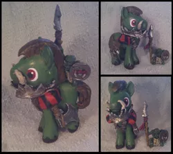 Size: 1000x887 | Tagged: artist:z113, axe, blind bag, boar, crossover, custom, derpibooru import, figure, figurine, gaming miniature, hogz, iron gob, miniature, ork, ponified, safe, spear, toy, warhammer 40k, warhammer (game), weapon