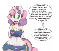 Size: 1280x1117 | Tagged: safe, artist:somescrub, derpibooru import, sweetie belle, anthro, ask nudist sweetie belle, barely legal, belly button, dialogue, explicit source, older, solo, wide hips, wingding eyes