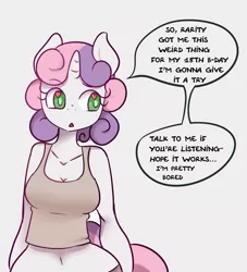 Size: 1280x1409 | Tagged: anthro, artist:somescrub, ask nudist sweetie belle, barely legal, belly button, derpibooru import, explicit source, older, safe, solo, sweetie belle