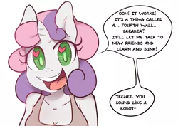 Size: 1280x907 | Tagged: anthro, artist:somescrub, ask nudist sweetie belle, barely legal, cute, derpibooru import, excited, explicit source, heart, looking at you, open mouth, safe, smiling, solo, sweetie belle