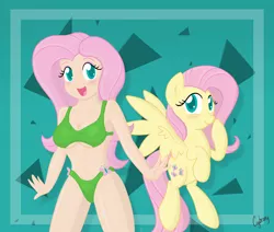 Size: 4800x4064 | Tagged: absurd resolution, artist:thebrokencog, bra, breasts, clothes, fluttershy, human, humanized, human ponidox, panties, style emulation, suggestive, underboob, underwear