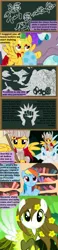 Size: 1120x4830 | Tagged: safe, artist:beavernator, derpibooru import, princess celestia, rainbow dash, oc, dragon, pegasus, pony, armor, aurelia, boros legion, chalkboard, comic, egg, female, helmet, magic the gathering, mare, ravnica, royal guard, trostani