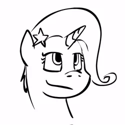 Size: 500x500 | Tagged: safe, artist:phillipfga, derpibooru import, trixie, pony, unicorn, alternate hairstyle, female, mare, monochrome, portrait, solo