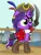 Size: 768x1012 | Tagged: safe, artist:ohohokapi, deleted from derpibooru, derpibooru import, oc, oc:purple tinker, unofficial characters only, pony, unicorn, bipedal, filly, hat, image, jpeg, open mouth, pirate, pirate hat, solo, sword, weapon, younger