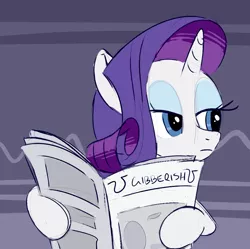 Size: 900x895 | Tagged: artist:goat train, derpibooru import, implied facehoof, implied facepalm, newspaper, ponyville confidential, rarity, safe, scene interpretation, solo