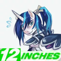 Size: 500x500 | Tagged: suggestive, artist:mlpfwb, derpibooru import, edit, shining armor, pony, unicorn, 12 inches, blushing, expand dong, exploitable meme, image macro, looking at you, looking back, male, meme, solo, solo male, stallion, sweatdrop