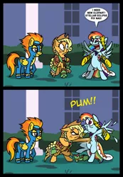 Size: 600x869 | Tagged: 2 panel comic, applejack, artist:niban-destikim, comic, edit, exploitable meme, gala meme, grand galloping gala, meme, rainbow dash, spitfire, stellar eclipse, suggestive