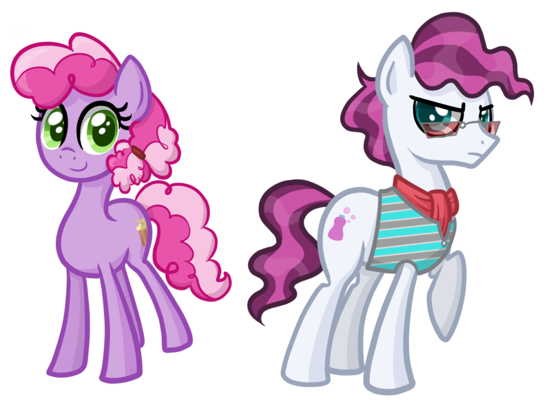 Size: 2376x1728 | Tagged: safe, artist:thecheeseburger, derpibooru import, butter pop, the conditioner, earth pony, pony, power ponies (episode), trade ya, background pony, duo, female, male, mare, stallion