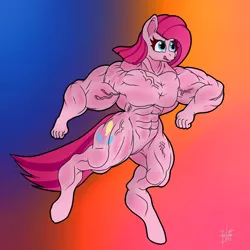 Size: 1000x1000 | Tagged: anthro, artist:sovereignbooty, fetish, muscle fetish, muscles, nightmare fuel, pinkamena diane pie, pinkamena diane pump, pinkie pie, pinkie pump, safe, solo