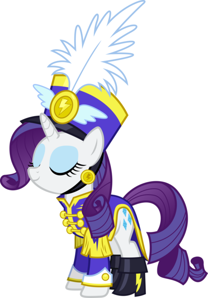 Size: 6000x8599 | Tagged: safe, artist:vladimirmacholzraum, derpibooru import, rarity, pony, unicorn, testing testing 1-2-3, .svg available, absurd resolution, ancient wonderbolts uniform, boots, clothes, eyes closed, female, hat, mare, sgt. rarity, shako, shoes, simple background, smiling, solo, transparent background, uniform, vector