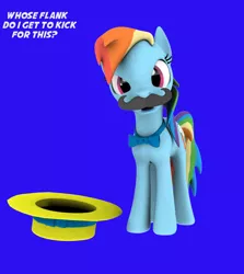 Size: 664x745 | Tagged: 3d, artist:sparkyfox, boater, cg, derpibooru import, flim flam style, mousdash, moustache, rainbow dash, safe, solo