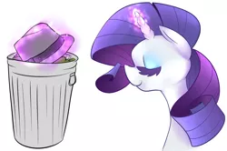 Size: 1280x851 | Tagged: artist:thewibbler, fedora shaming, hat, mouthpiece, rarity, safe, solo, trilby