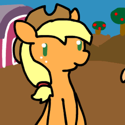 Size: 300x300 | Tagged: safe, artist:caitsith511, derpibooru import, applejack, earth pony, pony, animated, barn, cute, eating, eyes closed, farm, feeding, feeding ponies, female, floppy ears, food, funny, hand, horses doing horse things, jackabetes, mare, open mouth, shy, smiling, solo focus, sugarcube, tasty, tongue out