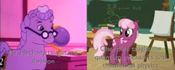 Size: 869x346 | Tagged: call of the cutie, cheerilee, derpibooru import, g1, image macro, math, miss hackney, my little pony tales, quantum mechanics, safe, screencap