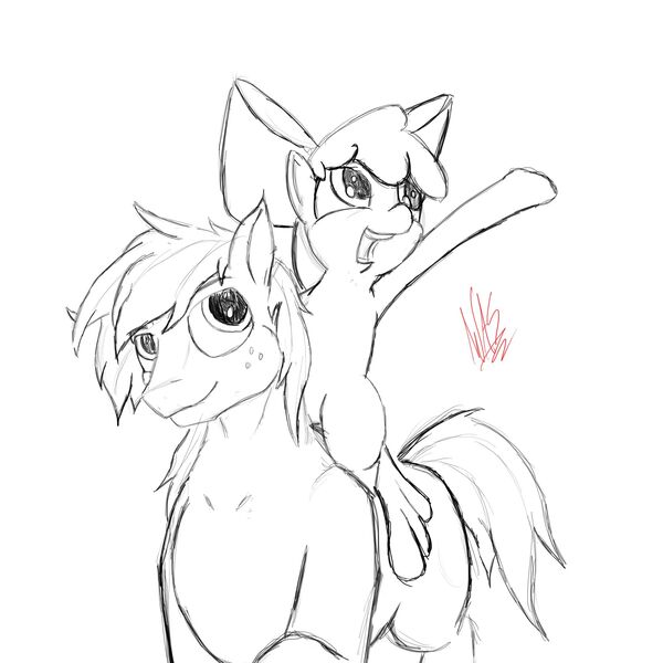 Size: 2000x2000 | Tagged: safe, artist:greyscaleart, derpibooru import, apple bloom, big macintosh, earth pony, pony, apple, male, rough sketch, sketch, stallion, wip