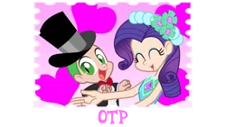 Size: 1280x720 | Tagged: safe, artist:trinityinyang, derpibooru import, edit, vector edit, rarity, spike, human, deviantart stamp, exploitable meme, female, humanized, male, meme, otp, photoshop, shipping, sparity, straight, vector