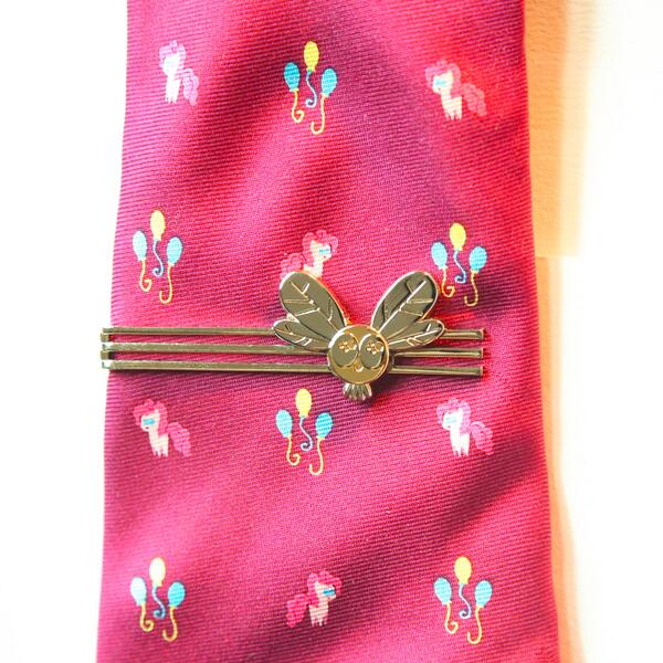 Size: 600x600 | Tagged: custom, derpibooru import, irl, merchandise, mylittleties, necktie, parasprite, photo, pinkie pie, safe, tie bar