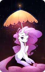 Size: 1196x1900 | Tagged: artist:inkytophat, derpibooru import, long tail, rain, rarity, safe, solo, umbrella