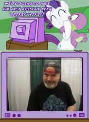 Size: 563x771 | Tagged: anime conji, artist:birthofthepheonix, blushing, derpibooru import, exploitable meme, hug, kyle hebert, meme, obligatory pony, rarity, safe, spike, tv meme