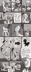 Size: 1280x2984 | Tagged: apology, artist:otterlore, cave, comic, derpibooru import, drider, filly, grayscale, head turn, monochrome, monster pony, original species, rainbow dash, rarity, safe, scared, species swap, spider, spiderpony, spiderponyrarity, tumblr, twilight sparkle