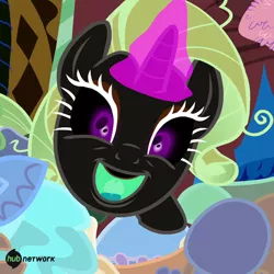 Size: 550x550 | Tagged: safe, derpibooru import, screencap, rarity, pony, unicorn, inspiration manifestation, cropped, female, glowing horn, inspirarity, inverted colors, mare, prepare thyself, put a smile on that face, solo, the hub