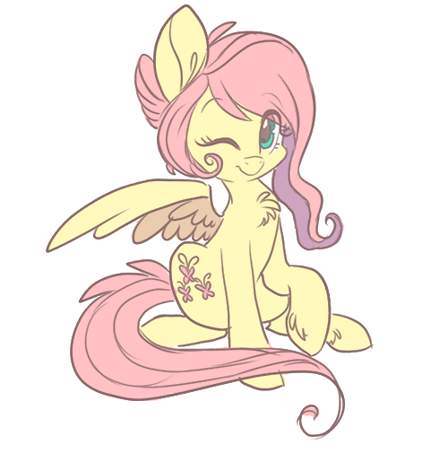 Size: 500x505 | Tagged: safe, artist:indiefoxtail, derpibooru import, fluttershy, pegasus, pony, alternate hairstyle, askbattyshy, chest fluff, cute, eye clipping through hair, female, looking at you, mare, one eye closed, one wing out, outline, raised hoof, shyabetes, simple background, sitting, smiling, solo, spread wings, three quarter view, transparent background, unshorn fetlocks, white outline, wings, wink