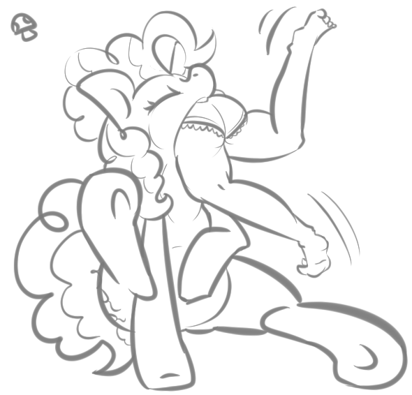 Size: 590x566 | Tagged: artist:rawrcharlierawr, belly, clothes, derpibooru import, fetish, frilly underwear, human, lineart, monochrome, panties, pinkie pie, pinkie pred, ponies eating humans, questionable, underhoof, underwear, vore