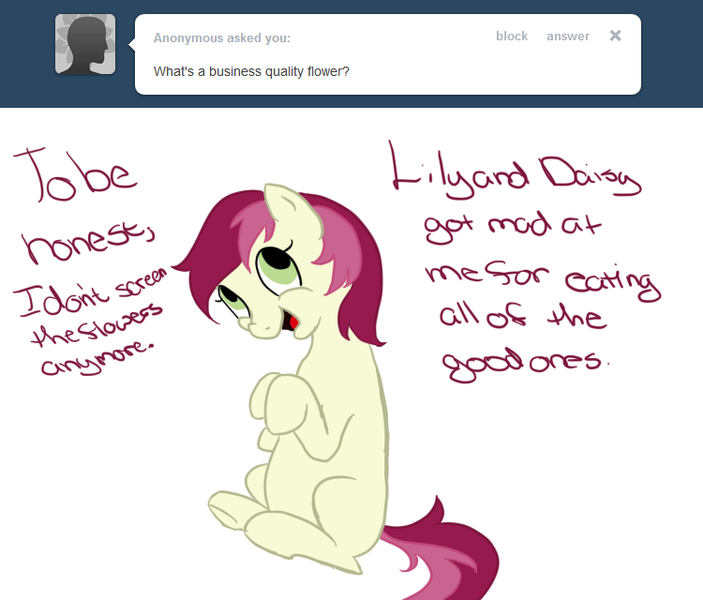 Size: 750x640 | Tagged: safe, derpibooru import, roseluck, ask, rosereplies, solo, tumblr