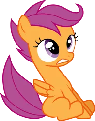 Size: 1855x2367 | Tagged: safe, artist:cloudyglow, derpibooru import, scootaloo, pegasus, pony, stare master, braking, female, filly, scared, solo, vector