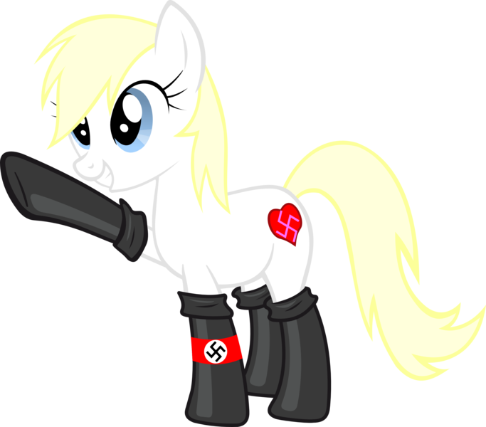 Size: 3000x2634 | Tagged: armband, artist:accu, blonde, clothes, derpibooru import, female, fireproof boots, full body, heil, nazi, oc, oc:aryanne, safe, show accurate, simple background, socks, solo, swastika, transparent background, unofficial characters only, vector