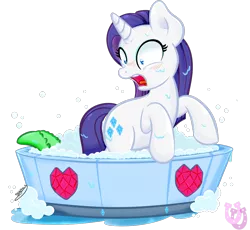 Size: 1180x1087 | Tagged: artist:shadowhulk, bath, derpibooru import, gummy, rarity, safe, tub, wet, wet mane, wet mane rarity