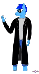 Size: 1097x2069 | Tagged: anthro, anthro oc, artist:wayup, derpibooru import, hand, oc, oc:azul brush, safe, solo, trenchcoat, unofficial characters only