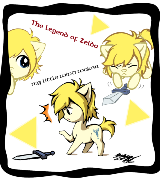 Size: 1097x1233 | Tagged: artist:midnameowfries, derpibooru import, link, ponified, safe, sword, the legend of zelda, the legend of zelda: the wind waker