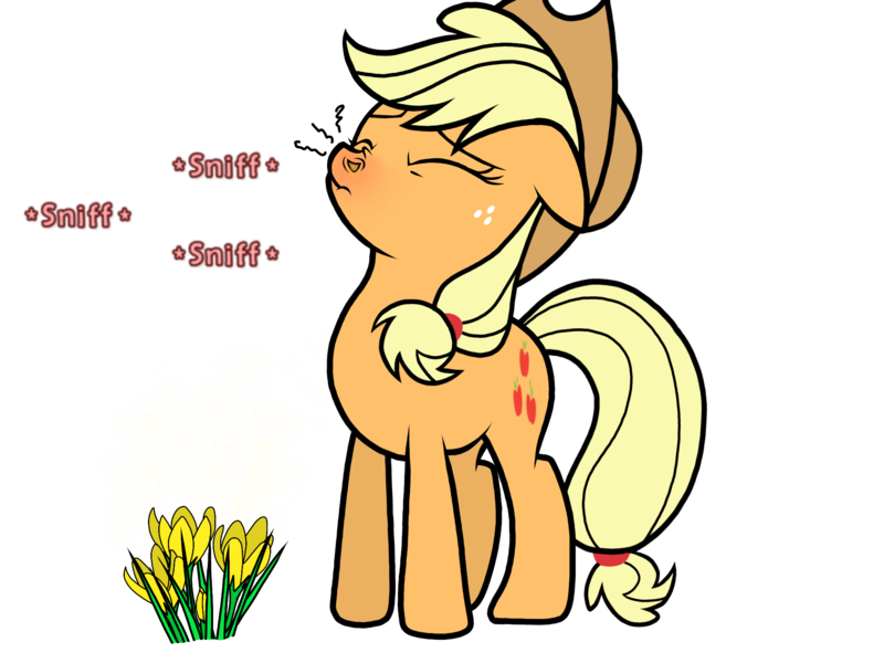 Size: 2048x1536 | Tagged: allergies, applejack, artist:sneezyapplejack, cute, derpibooru import, eyes closed, fetish, floppy ears, flower, nose wrinkle, nostril flare, nostrils, pre sneeze, red nosed, safe, scrunchy face, simple background, sneezing, sneezing fetish, solo