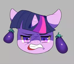 Size: 800x700 | Tagged: angry, annoyed, artist:kabosu, derpibooru import, eggplant, eggplant sparkle, floppy ears, gritted teeth, looking at you, nose wrinkle, pixiv, safe, solo, twilight sparkle, twiman