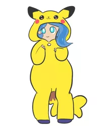 Size: 500x650 | Tagged: artist:mt, clothes, costume, derpibooru import, human, oc, oc:selene, offspring, parent:anon, parent:oc:anon, parent:princess luna, pikachu, pokémon, safe, satyr, solo, unofficial characters only