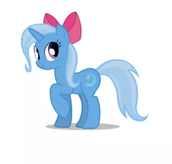 Size: 570x542 | Tagged: safe, artist:mixermike622, derpibooru import, trixie, pony, unicorn, bow, cute, diatrixes, female, hair bow, mare, raised hoof, smiling, solo