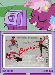 Size: 541x734 | Tagged: 80s, 80s cheerilee, breakdancing, cheerilee, derpibooru import, exploitable meme, meme, movie poster, obligatory pony, safe, tv meme