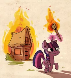 Size: 500x551 | Tagged: dead source, safe, artist:herny, derpibooru import, twilight sparkle, twilight sparkle (alicorn), alicorn, pony, arson, female, fire, magic, mare, pyromaniac, smiling, solo, telekinesis, torch, trotting