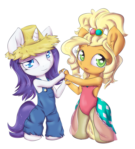 Size: 1500x1650 | Tagged: anthro, applejack, applejewel, artist:alasou, chibi, rarihick, rarity, safe, simple ways