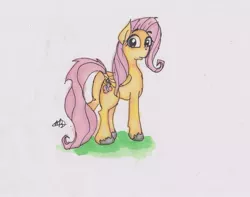 Size: 807x636 | Tagged: artist:kotofoney, derpibooru import, fluttershy, looking back, safe, solo