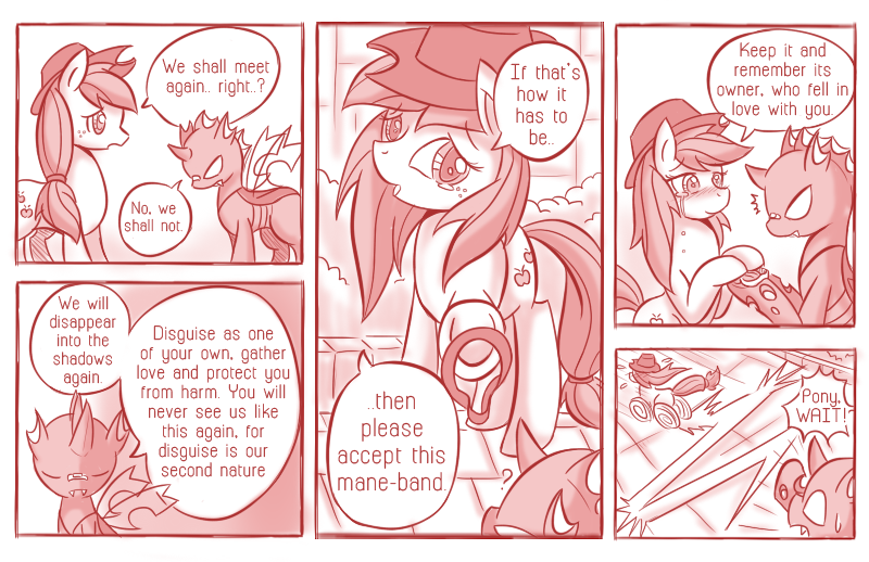 Size: 800x518 | Tagged: alternate universe, applechang, applejack, artist:vavacung, blushing, change bond, changeling, comic, comic:when villain win, crying, derpibooru import, gotta go fast, interspecies, loose hair, monochrome, oc, oc:chang, original species, safe, shipping, wheelpone