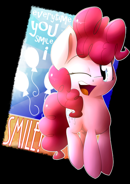 Size: 1200x1700 | Tagged: safe, artist:shinodage, derpibooru import, pinkie pie, smiling, solo, wink