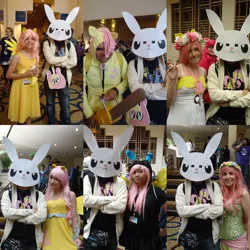 Size: 3240x3240 | Tagged: 2014, angel bunny, artist:peichenphilip, babscon, bunny ears, chainsaw, compilation, convention, cosplay, dangerous mission outfit, derpibooru import, floral head wreath, fluttershy, human, irl, irl human, mask, .mov, photo, rule 63, safe