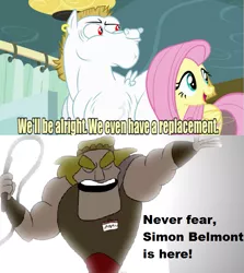 Size: 639x717 | Tagged: bulk biceps, castlevania, derpibooru import, exploitable meme, fluttershy, meme, replacement meme, safe, simon belmont, starbomb