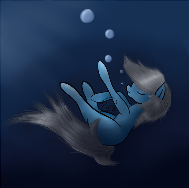 Size: 1677x1668 | Tagged: artist:starshinefox, bubble, derpibooru import, drowning, female, oc, oc:silent shield, safe, solo, underwater, unofficial characters only, water